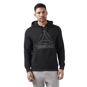 Bluza Z Kapturem Męskie Reebok Elements Big Logo Czarne PL 48JFHUO